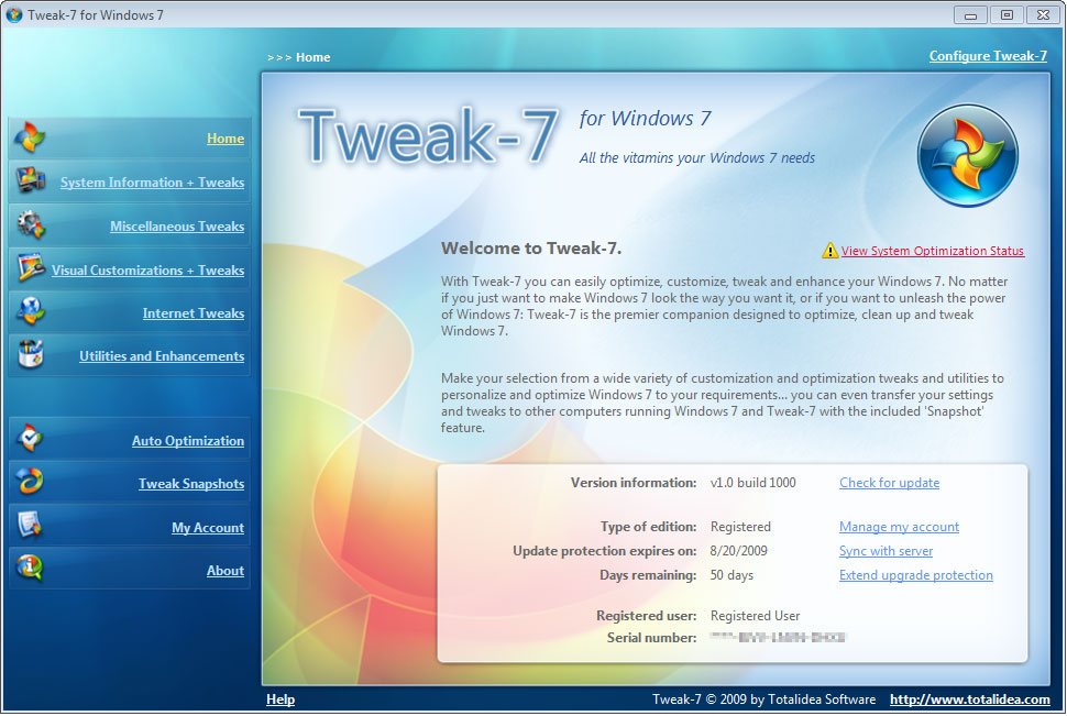 Новая версия настройщика Windows 7: Tweak-7 v1.0 build 1061